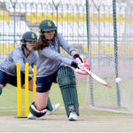 Players of South Africa Women cricket team participating in a net practice session for the upcoming three T20 series against Pakistan Women cricket team at Multan Cricket Stadium