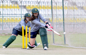 Players of South Africa Women cricket team participating in a net practice session for the upcoming three T20 series against Pakistan Women cricket team at Multan Cricket Stadium