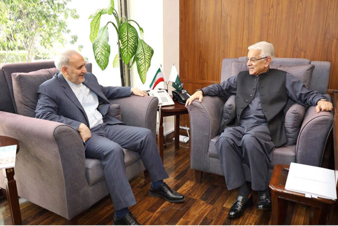 Dr Reza Amiri Moghadam, Ambassador of the Islamic Republic of Iran calls on Federal Minister for Defence, Defence Production and Aviation, Khawaja Muhammad Asif