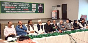 Chairman Kashmir Parliamentary Committee Rana Qasim Non addressing a seminar on the occasion of the 3rd anniversary of the Kashmiri leader Syed Ali Gilani