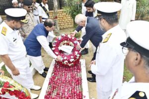 Federal Minister for Maritime Affairs Qaiser Ahmed Sheikh is arriving at Naval Cemetery to offer Fateha