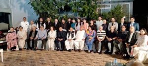 A group Photo of incumbent and former Information Secretaries and senior serving and former Information service officers at a dinner hosted by former PIO Rao Tahseen at his residence in federal capital.