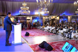 Sindh Chief Minister Syed Murad Ali Shah, Federal Minister for Maritime Affairs Qaiser Ahmed Sheikh, Secretary General International Maritime Organization Arsenio Antonio and other officials inaugurate the International Maritime Sustainability Exhibition & Conference Pakistan-IMSEC 2024 with a ribbon-cutting ceremony at a local hotel.