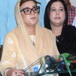 Punjab Information and Culture Minister Ms. Uzma Bukhari is talking to media person after inaugurating the Islamic calligraphy exhibition related to the holy month of Rabi' Al-Awwal at the Arts Council