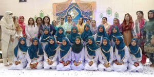 Students reciting Naat with devotion during the annual Mahfil-e- Milad at IMCG (PG)G-10/4 in federal capital