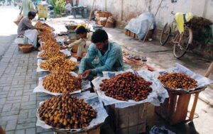 A variety of dates being sold on the roadside as the last season of this delicious fruit comes to an end in the city.