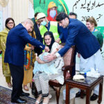 Prime Minister Muhammad Shehbaz Sharif administering polio vaccination to children to kicks tart countrywide Special Anti-Polio Campaign