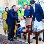 Prime Minister Muhammad Shehbaz Sharif administering polio vaccination to children to kicks tart countrywide Special Anti-Polio Campaign