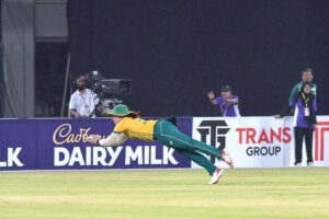 Pakistan Woman team batter plays shot during second T20 International cricket match playing against South Africa women team at Multan Cricket Stadium