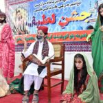 Students performing in a tableau during Jashne e Lateef Function at Begum Nusrat Bhutto Government Girls Degree College