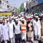 Religious clerics along with large number of people participate in the annual Milad-ul-Nabi procession organized by the Central Milad Committee