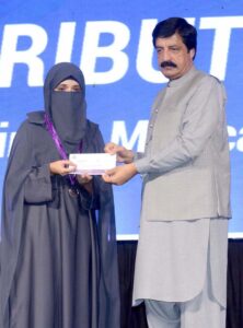 Governor Punjab Sardar Saleem Haidar Khan addresses during annual prize distribution ceremony of Aziz Fatima Medical & Dental College at a local hotel.