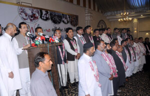 Chairman Senate Syed Yousaf Raza Gillani addressing during the oath-taking ceremony of the Pakistan Cotton Ginners Association.