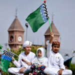 Children participate in a religious procession to celebrate Eid-e-Milad-un-Nabi, the birthday of Prophet Mohammed (pbuh), born in the Saudi Arabian city of Mecca on the 12th Rabi-ul-Awwal 571 A.D