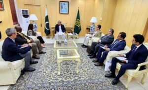 Federal Minister for Interior Mohsin Naqvi in a meeting with the delegation of US Bureau of International Narcotics and Law Enforcement Affairs (INL).