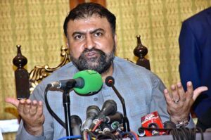 Chief Minister Balochistan Mir Sarfraz Bugti addressing a press conference