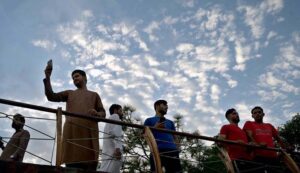 An attractive view of clouds hovering over the city while people visiting the picnic spot Daman e Koh in the federal capital.