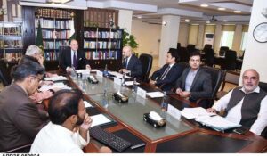 Federal Minister for Finance and Revenue Senator Muhammad Aurangzeb in a virtual meeting with H.H. Juland Jaifer Salim Al-Said, Chairman of the Pak Oman Investment Company Limited (POIC).