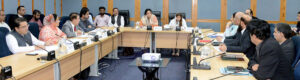 Senator Palwasha Mohammad Zai Khan, Chairperson Senate Standing Committee on Information Technology and Telecommunication presiding over a meeting of the committee at Parliament Lodges.