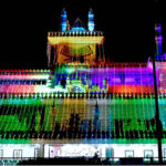 An illuminated view of Jamia Masjid Babul Islam decorated with colorful lights in connection with Eid Milad-un-Nabi(SAWW) Celebrations