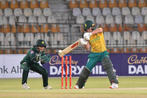 Players in action during the First T20 cricket match played between Pakistan and South Africa Women’s Cricket Teams at Multan Cricket Stadium