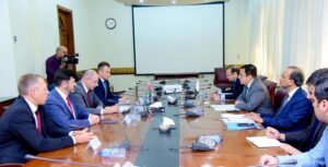 Belarusian delegation headed by Minister for Energy Aleksei Kushnarenko is meeting with the delegation of Ministry of Economic Affairs under the leadership of Minister Ahad Cheema.