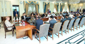 A delegation of young parliamentarians calls on Prime Minister Muhammad Shehbaz Sharif.