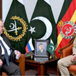 Alexey Overchuk, Deputy Prime Minister of the Russian Federation, pays a courtesy call on General Syed Asim Munir, NI (M), Chief of Army Staff (COAS), at the General Headquarters
