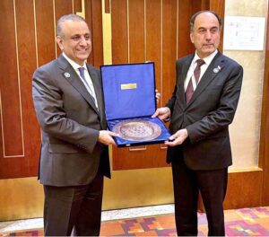 Transport Minister of Tajikistan, Azim Ibrahim & Federal Minister for Communications, Abdul Aleem Khan during a meeting.