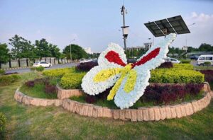 CDA install a beautiful floral butterfly design at D Chowk in front of the Parliament enhancing the splendor of the federal capital.