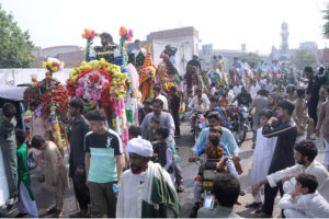 A large number of Madarsa students participating in Eid Milad ul Nabi (SAW) rally on 12th Rabi-ul-Awwal, the Birthday Ceremony of the Holy Prophet Hazrat Muhammad (P.B.U.H) organized by Markazi Jamat Ahlesunnat