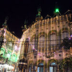 A beautiful view of illuminated Jama Masjid Qasaban in connection with Eid Milad-un-Nabi (SAWW) celebrations