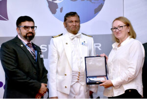 Sarah Mooney, Deputy High Commissioner of the British High Commission, receives a memento during the World Maritime Day seminar organized by DEMP and MTI at a local hotel
