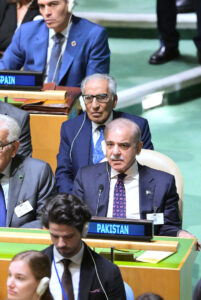 Prime Minister Muhammad Shehbaz Sharif attending the inaugural session of United Nations General Assembly.