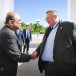 President Asif Ali Zardari welcoming the visiting Deputy Prime Minister of Russia, Alexei Overchuk, at Aiwan-e-Sadr