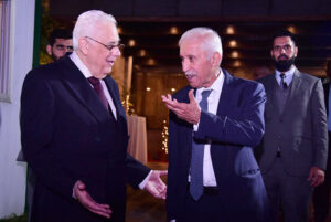 Federal Minister for Maritime Affairs Qaiser Ahmed Sheikh is interacting with Brazilian Ambassador Olyntho Vieira in an event to celebrate the Independence Day of Brazil.