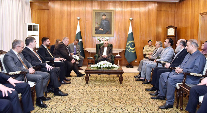President Asif Ali Zardari in a meeting with the visiting Deputy Prime Minister of Russia, Alexei Overchuk, at Aiwan-e-Sadr