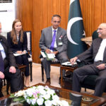 President Asif Ali Zardari in a meeting with the visiting Deputy Prime Minister of Russia, Alexei Overchuk, at Aiwan-e-Sadr