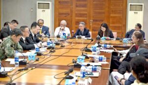 September 09 - Ambassador of the People’s Republic of China Jiang Zaidong addressing during visit the All Pakistan Newspapers Society (APNS) House.