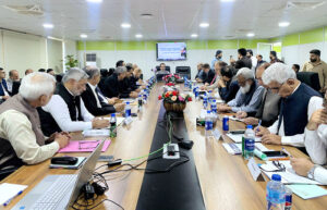 Minister for Power Sardar Awais Ahmed Khan Leghari in a meeting with Board Chairpersons and CEOs of power companies, along with experts from the World Bank, Asian Development Bank and other development partners.