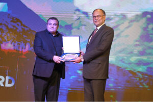 Federal Minister for Planning, Development, and Special Initiatives, Prof. Ahsan Iqbal, addresses the National Tourism Awards ceremony hosted by Discover Pakistan HDTV at a local hotel.