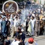 A large number of people participating in a procession of Eid-e-Milad-un-Nabi (SAWW) celebrations at Tilak Incline