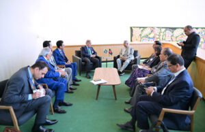 Prime Minister Muhammad Shehbaz Sharif meets Chief Advisor (Head of the Government) of the Interim Government of Bangladesh Dr. Muhammad Yunus on the sidelines of the 79th Session of United Nations General Assembly.