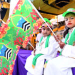 Children participating in procession on the occasion of Eid Milad-un-Nabi (PBUH)