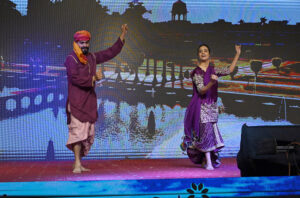 Artists performing Sufi dance on stage during National Tourism Awards ceremony hosted by Discover Pakistan HDTV at a local hotel.