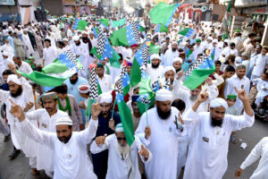 Children participating in procession on the occasion of Eid Milad-un-Nabi (PBUH)