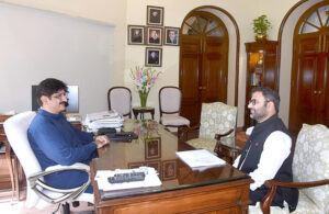 Sindh Chief Minister Syed Murad Ali Shah in a meeting with MPA Barrister Hallar Wassan at CM House.