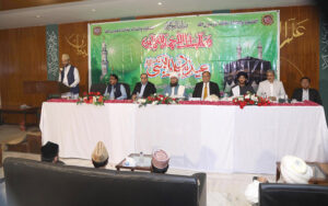 Federal Minister for Planning Development & Special Initiatives Ahsan Iqbal, sharing his thoughts during the Mehfil-e-Milad hosted by the Ministry of Planning.