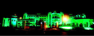 An illuminated view of Prime Minister's Secretariat building decorated with colorful lights on the eve of Eid Milaad un Nabi (PBUH)