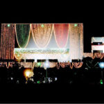 An illuminated view of Parliament House building decorated with colorful lights on the eve of Eid Milaad un Nabi (PBUH)